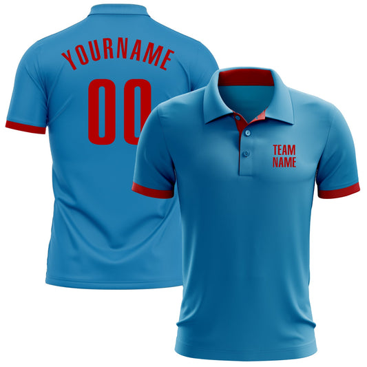 Custom Panther Blue Red Performance Golf Polo Shirt - Main View
