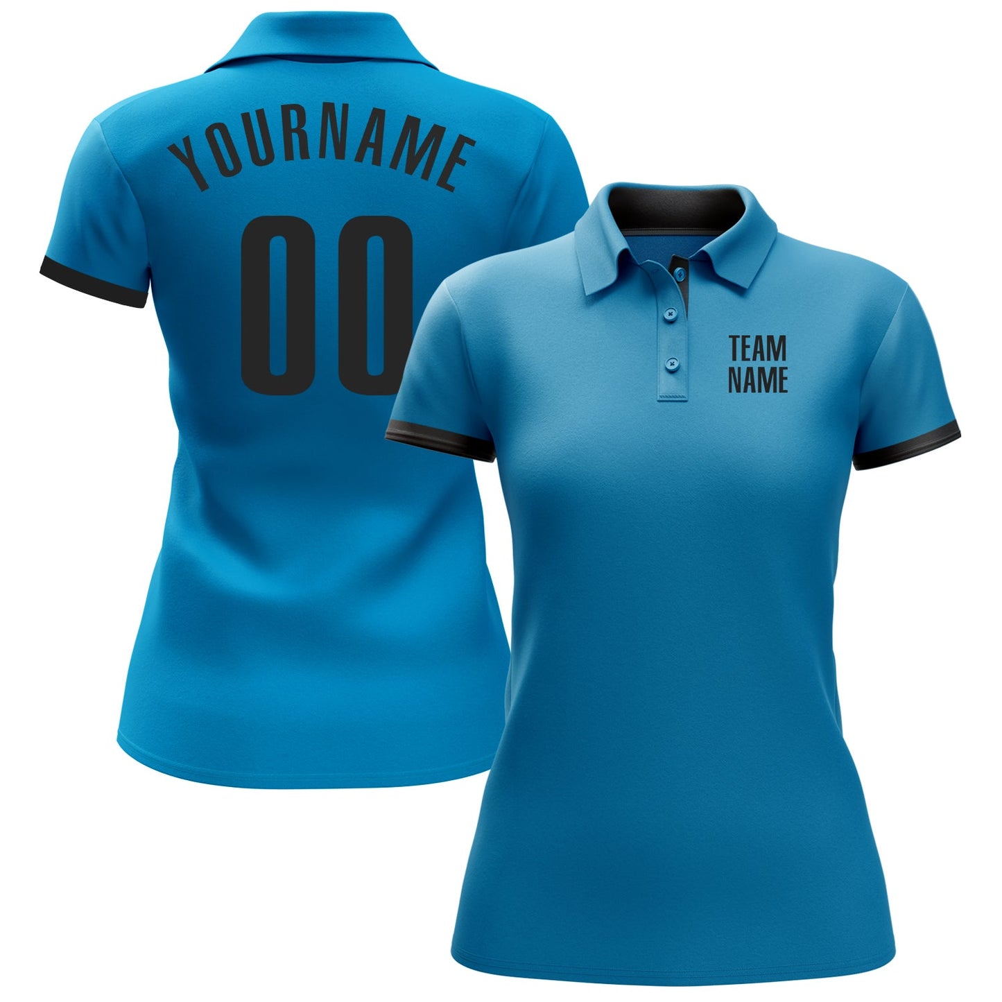 Custom Panther Blue Black Performance Golf Polo Shirt view 2