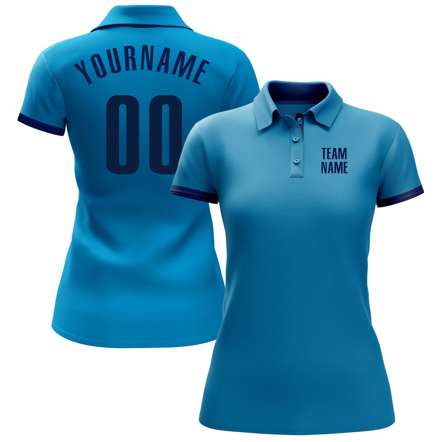 Custom Panther Blue Navy Performance Golf Polo Shirt view 2