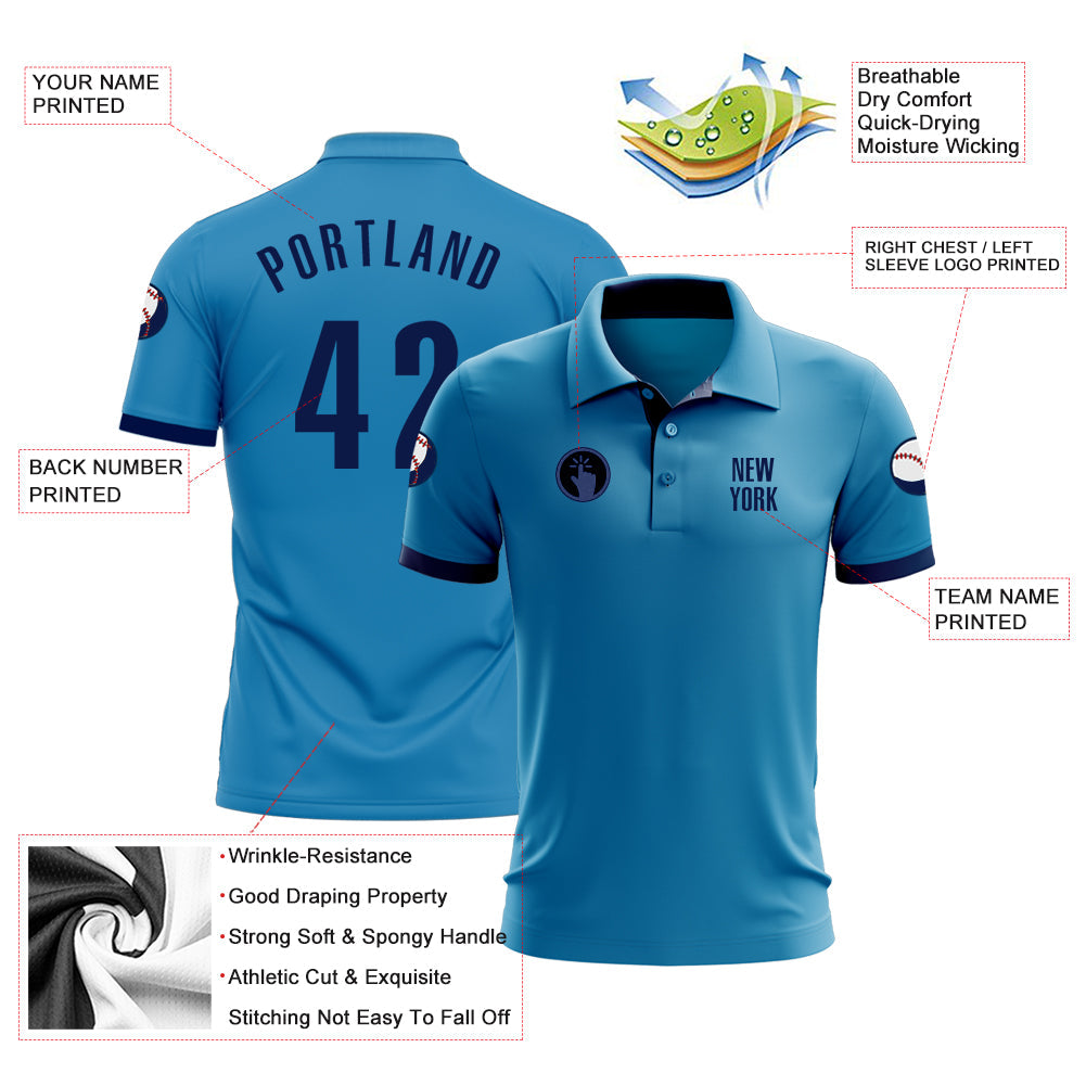 Custom Panther Blue Navy Performance Golf Polo Shirt view 3