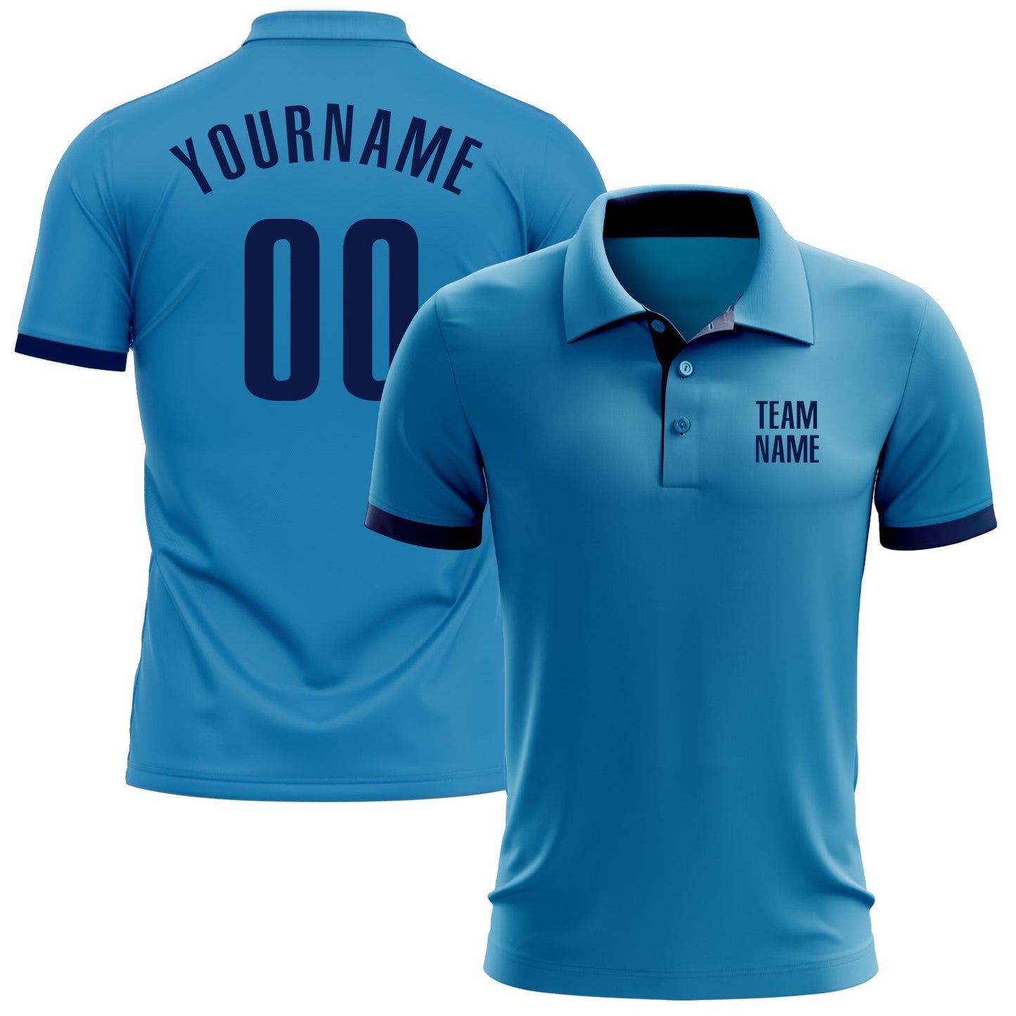 Custom Panther Blue Navy Performance Golf Polo Shirt - Main View