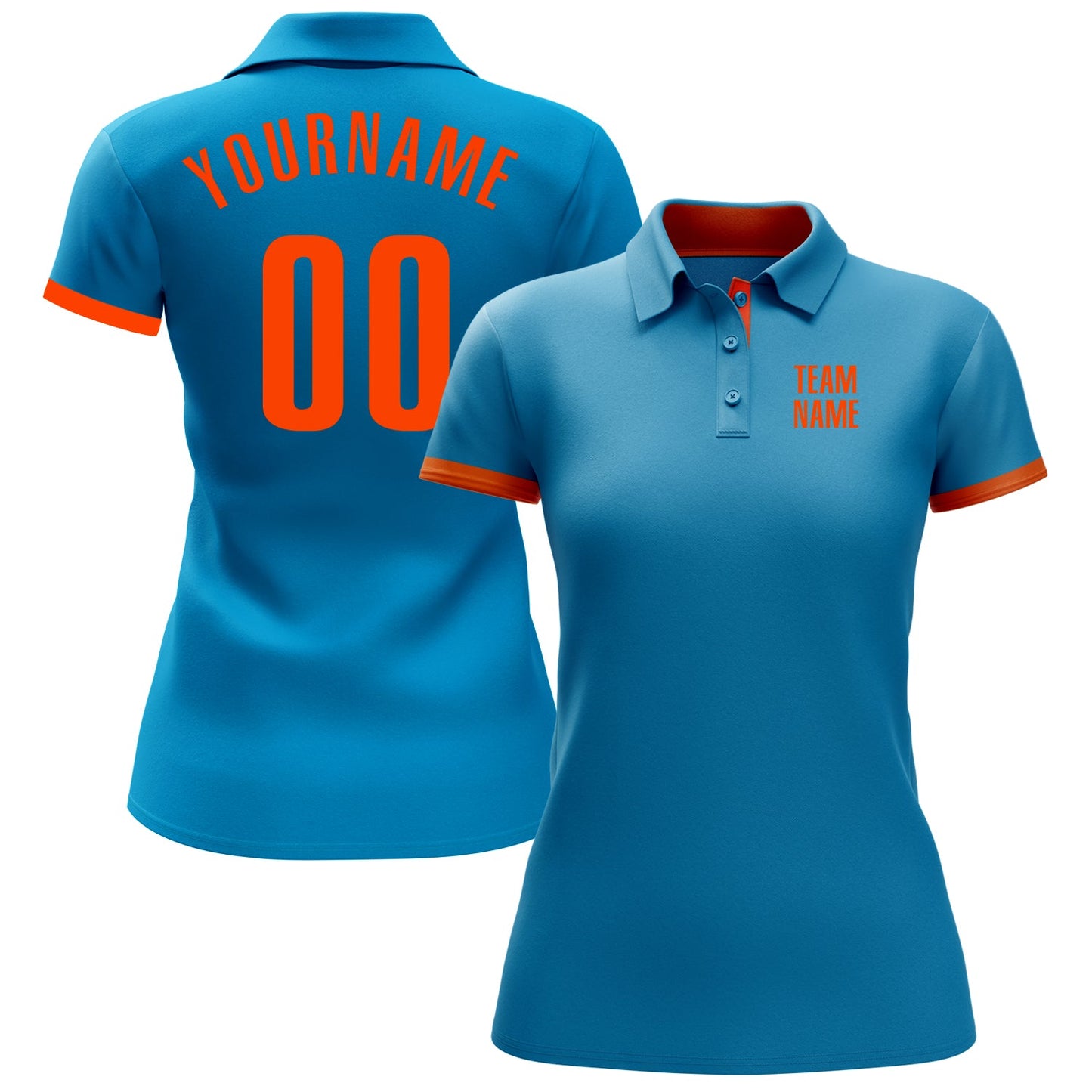Custom Panther Blue Orange Performance Golf Polo Shirt view 2