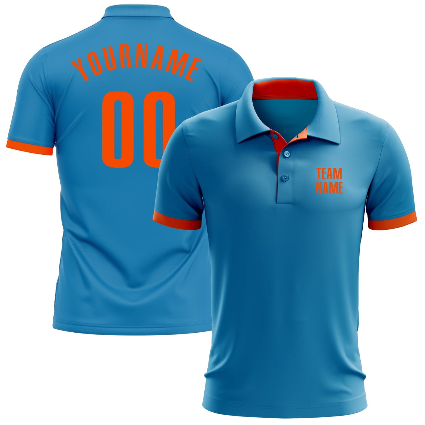 Custom Panther Blue Orange Performance Golf Polo Shirt - Main View