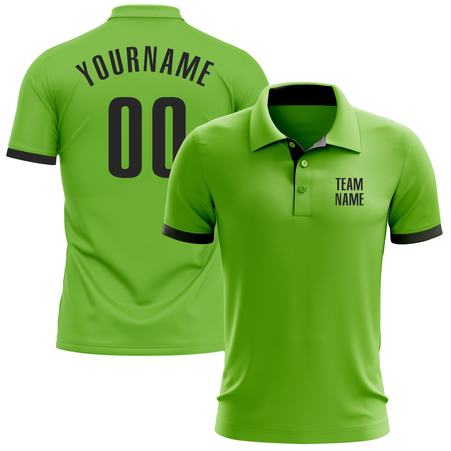 Custom Neon Green Black Performance Golf Polo Shirt - Main View