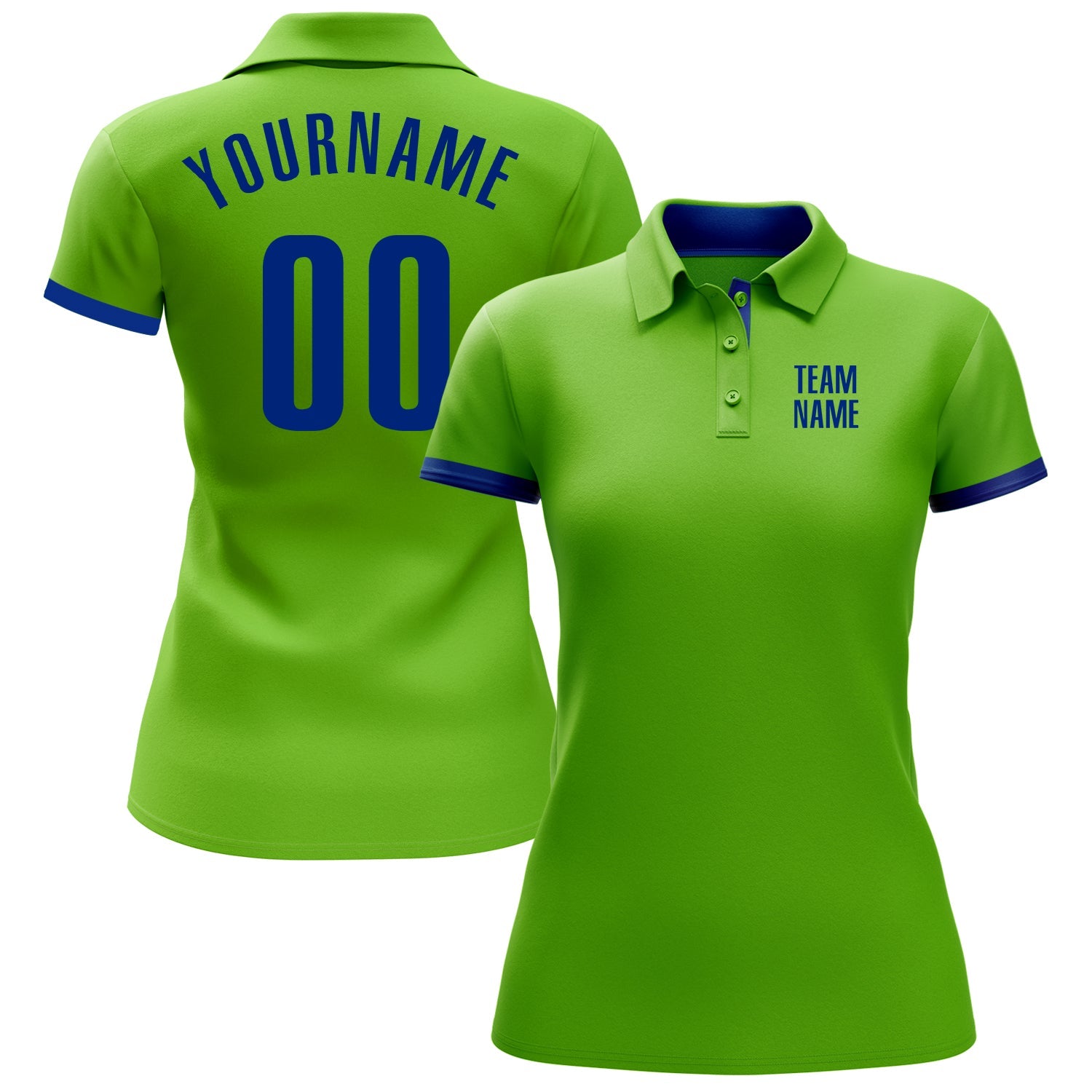 Custom Neon Green Royal Performance Golf Polo Shirt view 2