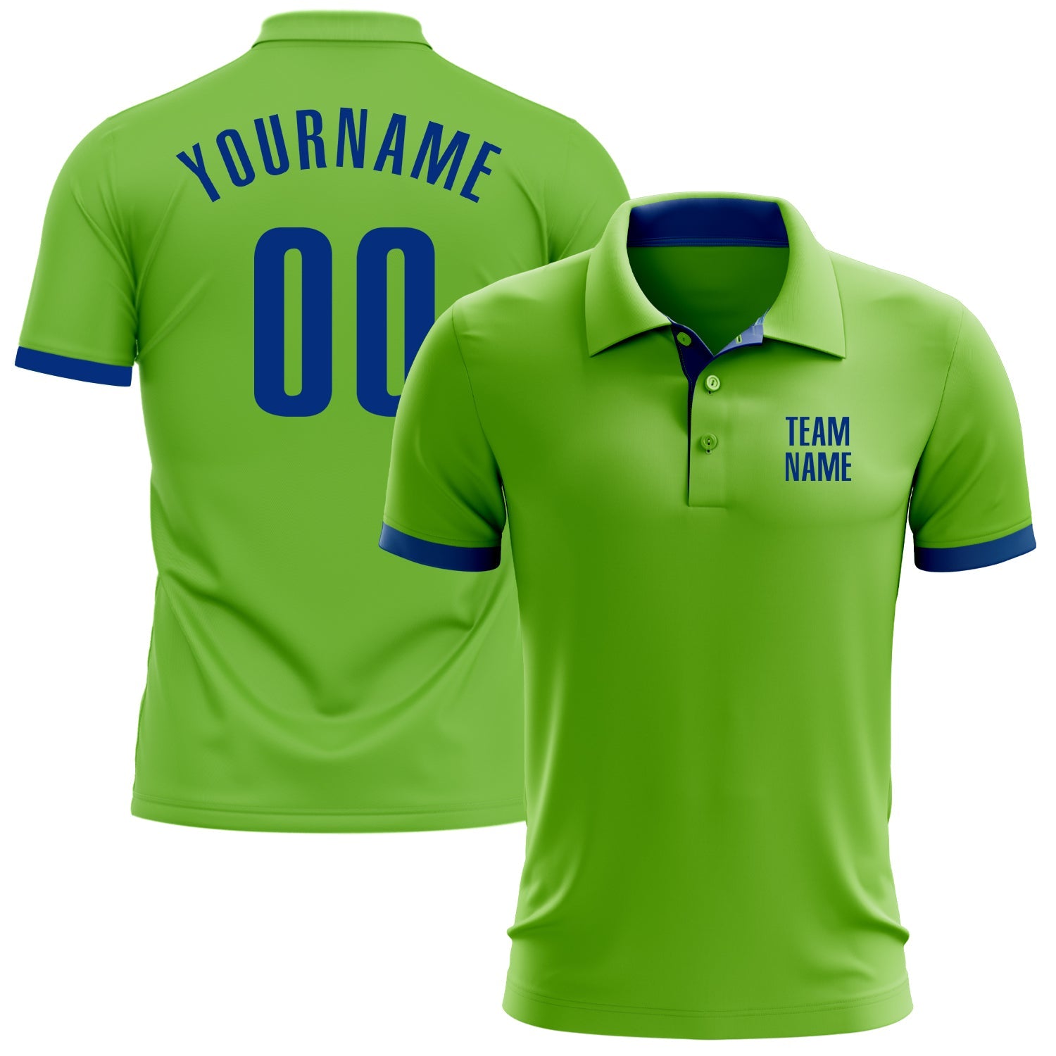 Custom Neon Green Royal Performance Golf Polo Shirt - Main View