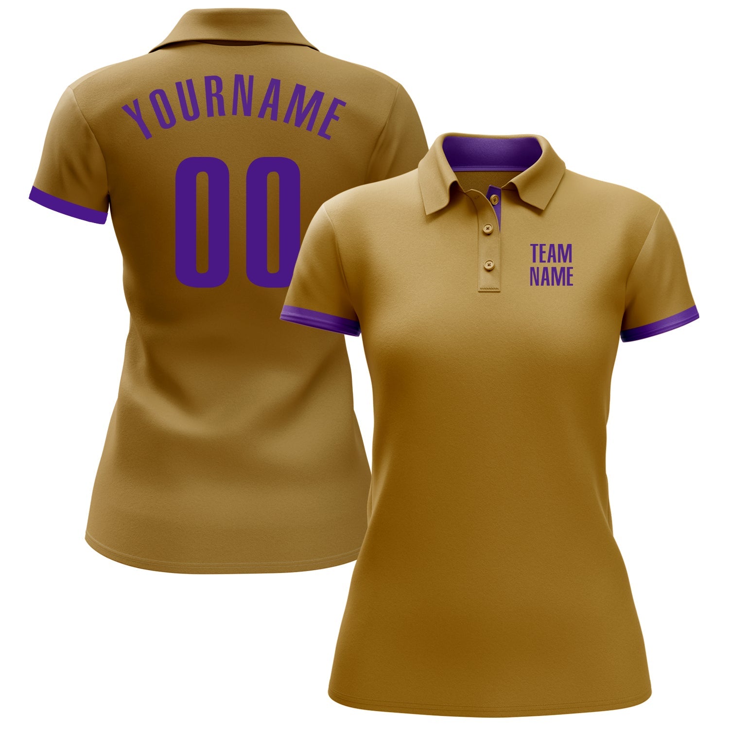 Custom Old Gold Purple Performance Golf Polo Shirt view 2