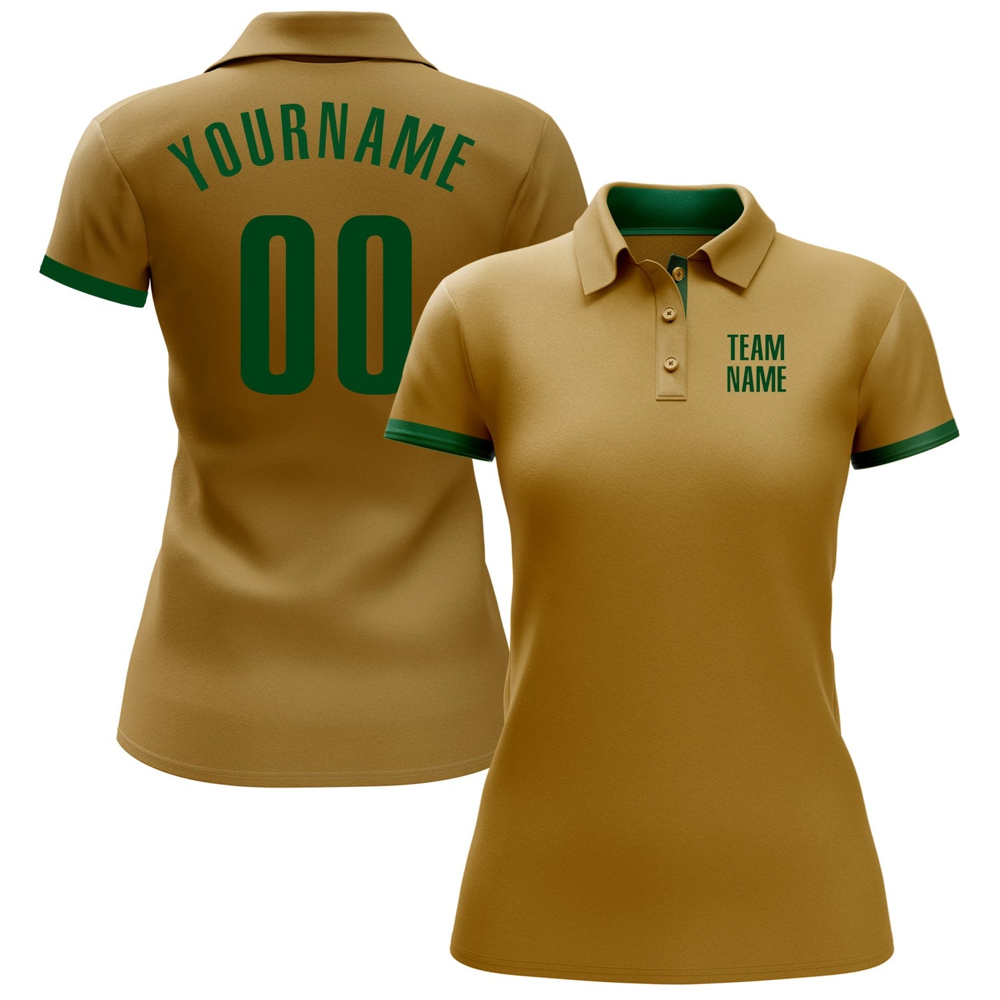 Custom Old Gold Green Performance Golf Polo Shirt view 2