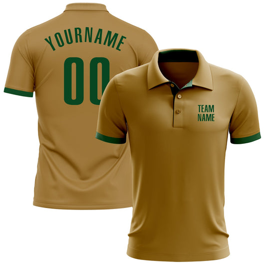 Custom Old Gold Green Performance Golf Polo Shirt - Main View