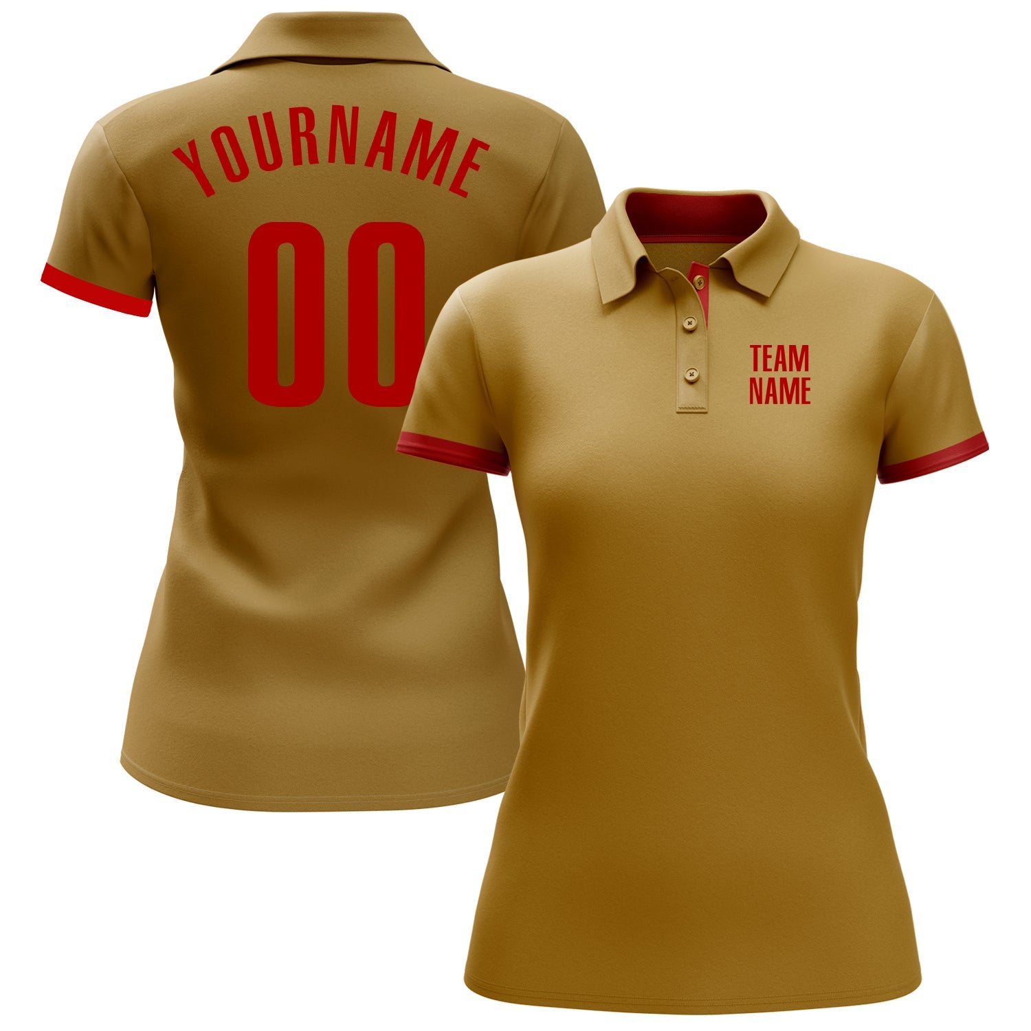 Custom Old Gold Red Performance Golf Polo Shirt view 2
