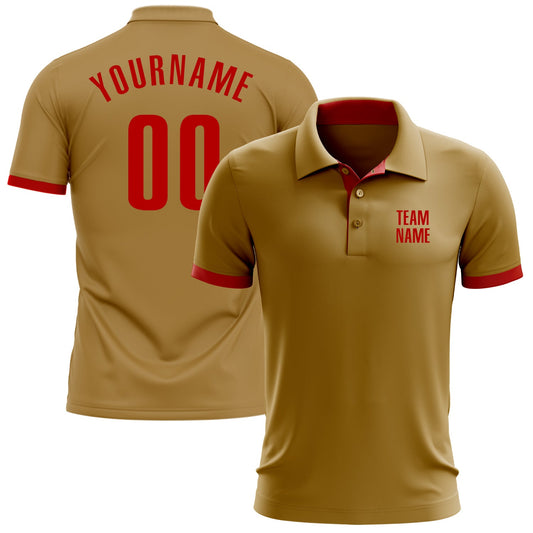 Custom Old Gold Red Performance Golf Polo Shirt - Main View
