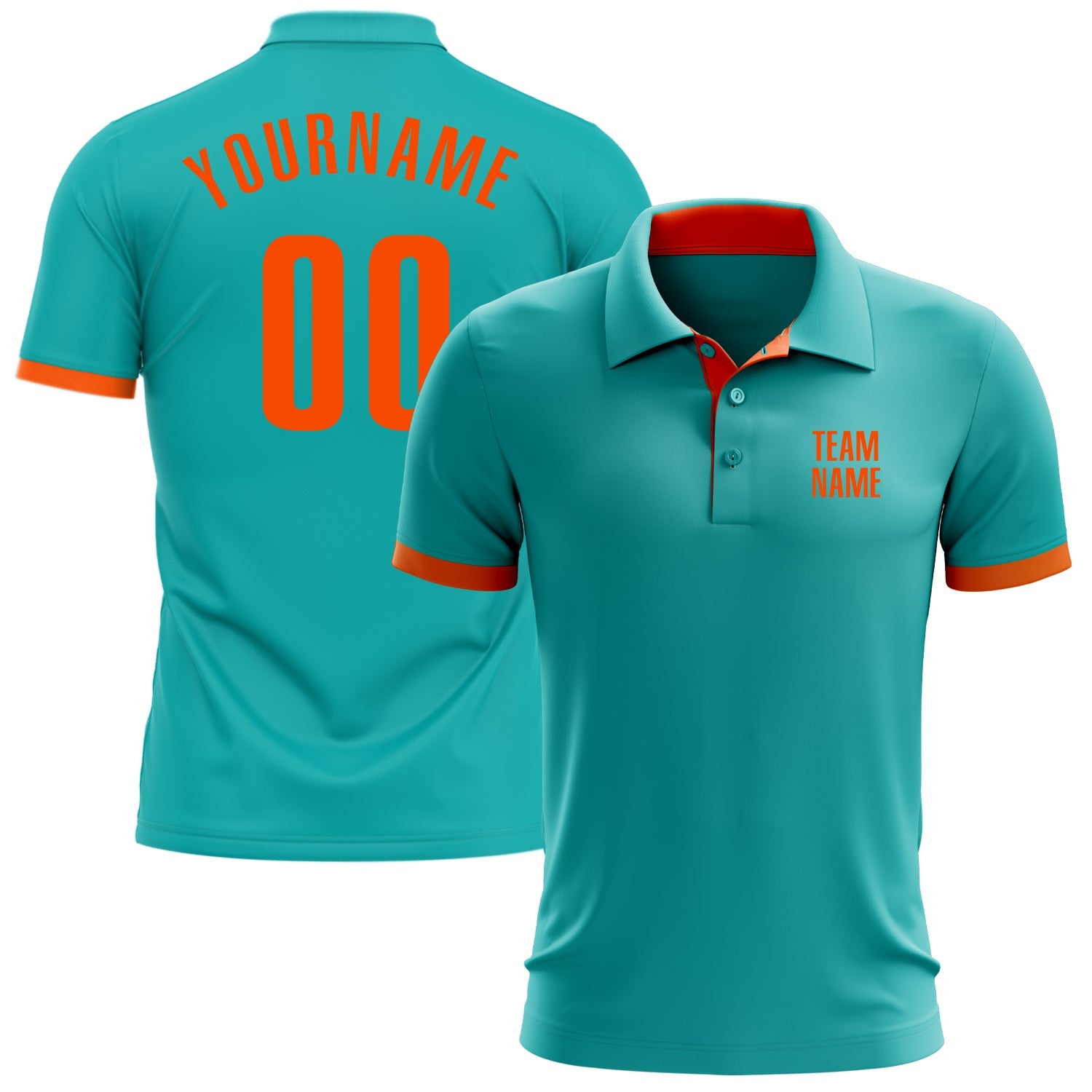 Custom Aqua Orange Performance Golf Polo Shirt - Main View