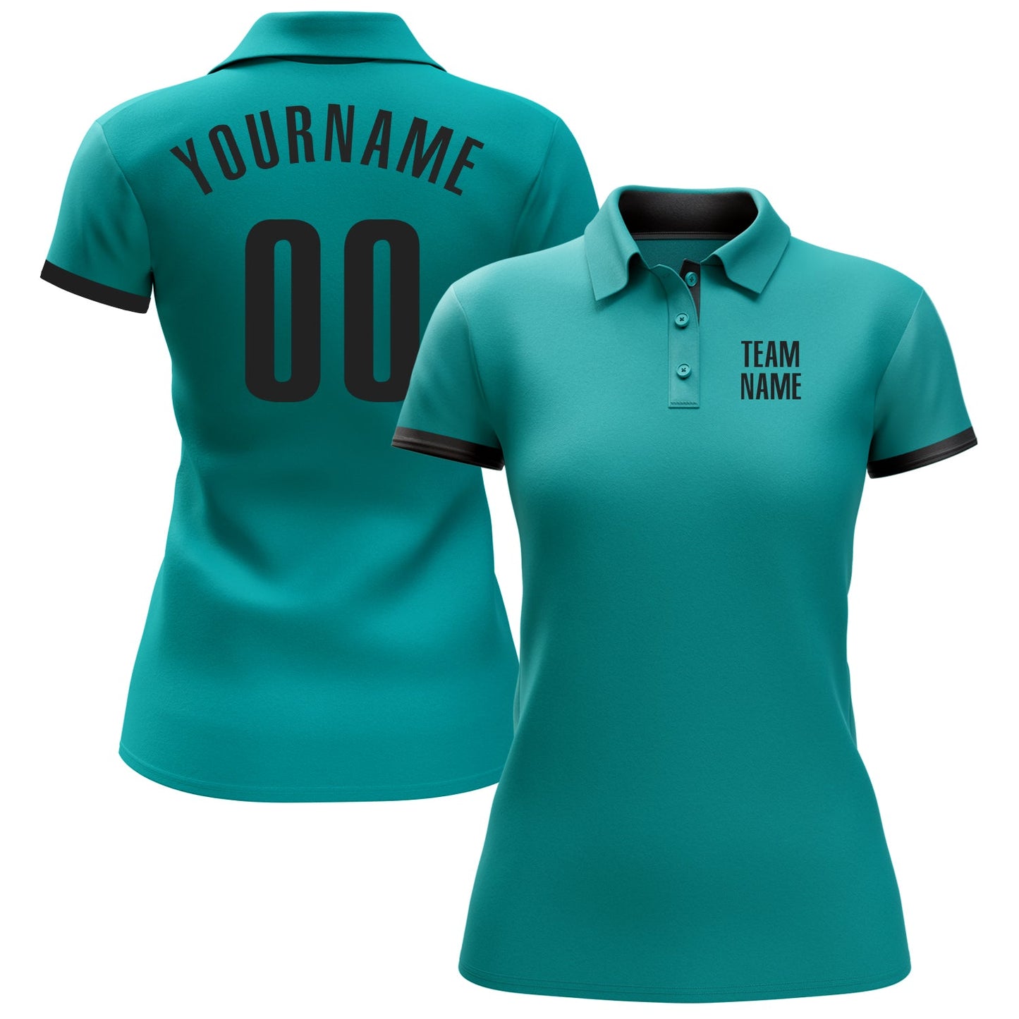Custom Aqua Black Performance Golf Polo Shirt view 2