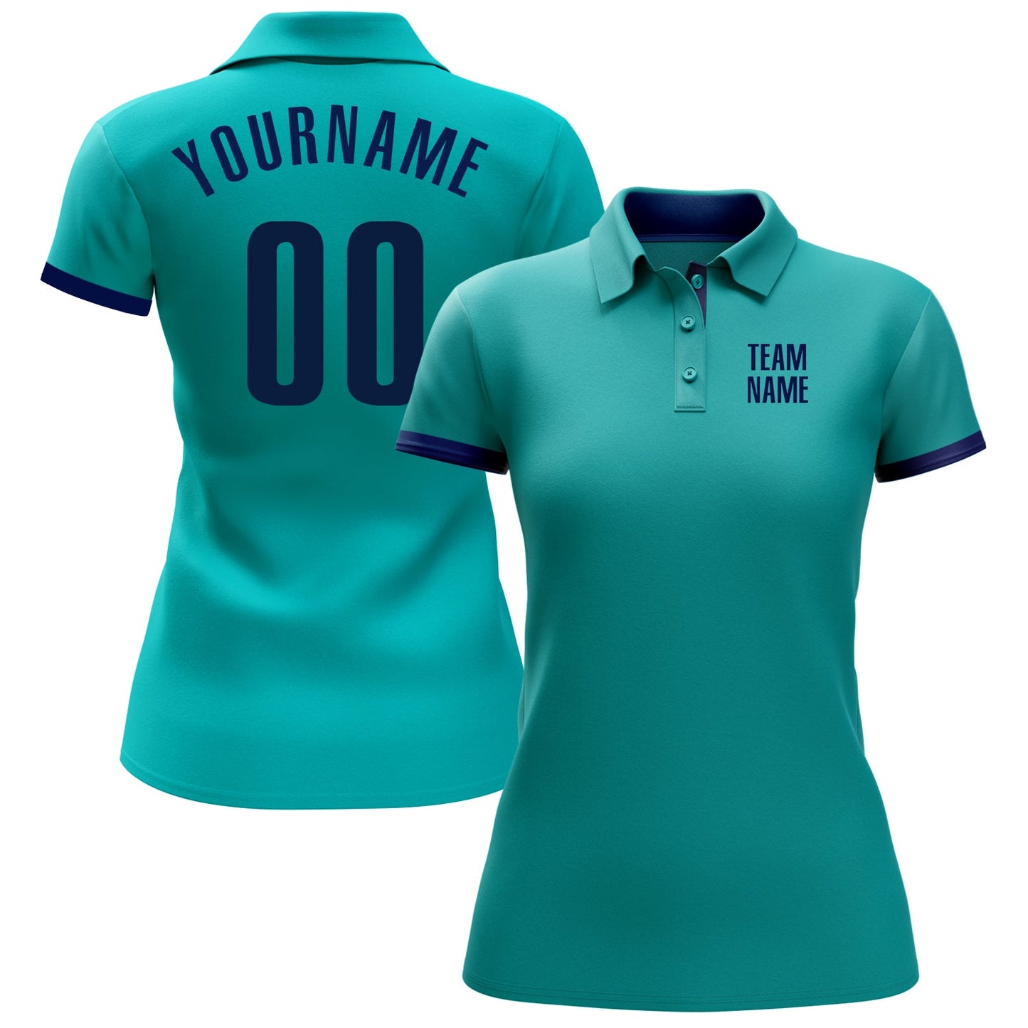 Custom Aqua Navy Performance Golf Polo Shirt view 2