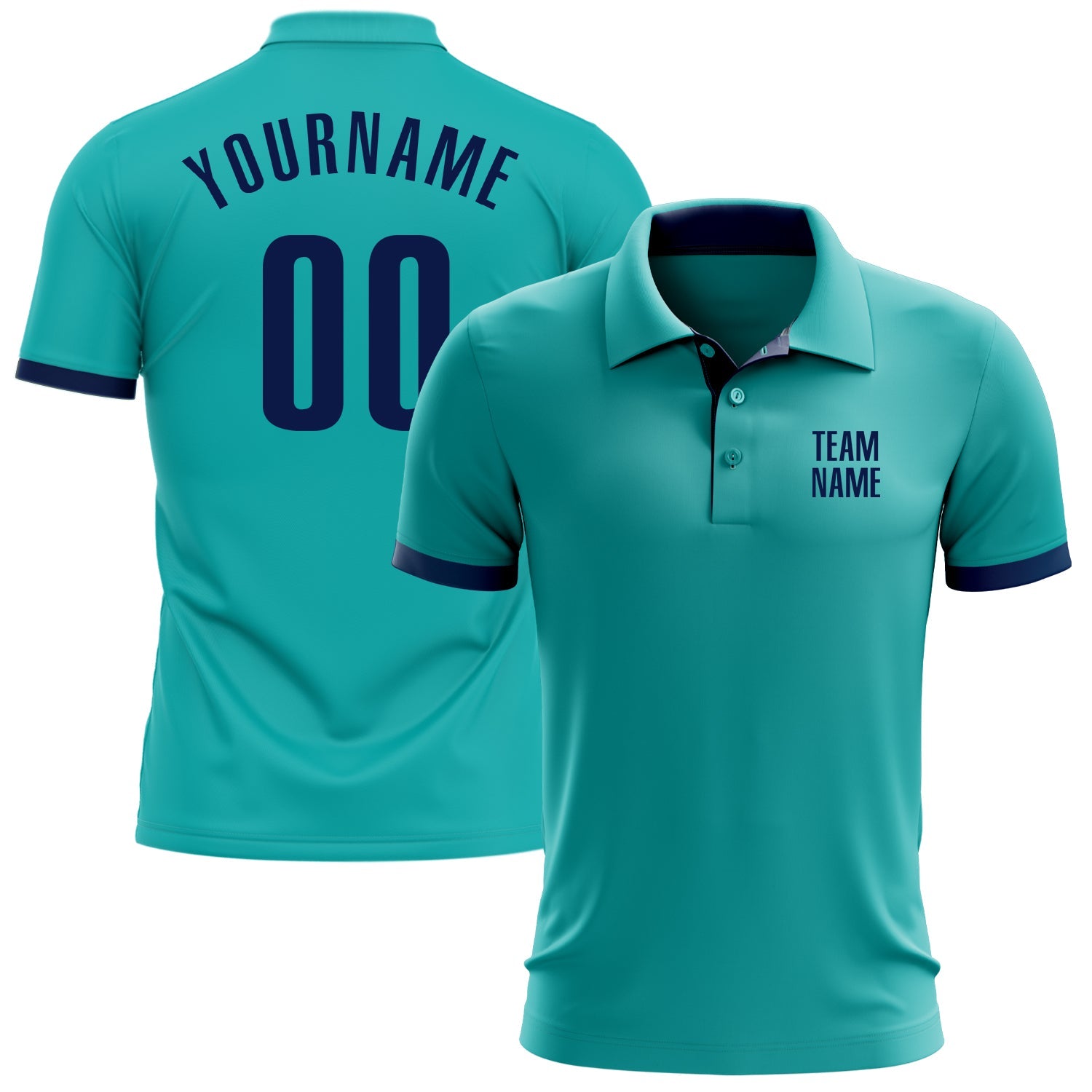 Custom Aqua Navy Performance Golf Polo Shirt - Main View