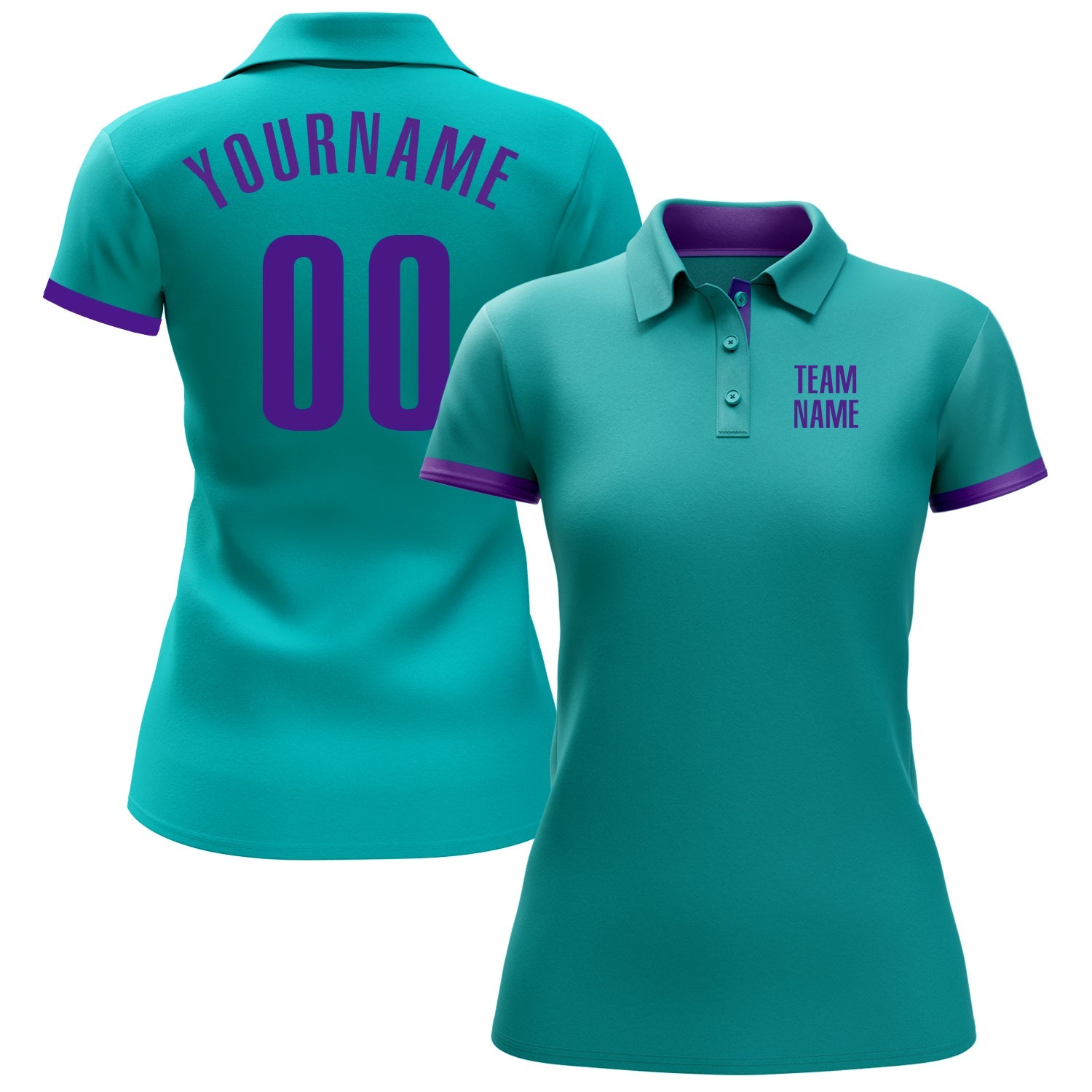 Custom Aqua Purple Performance Golf Polo Shirt view 2