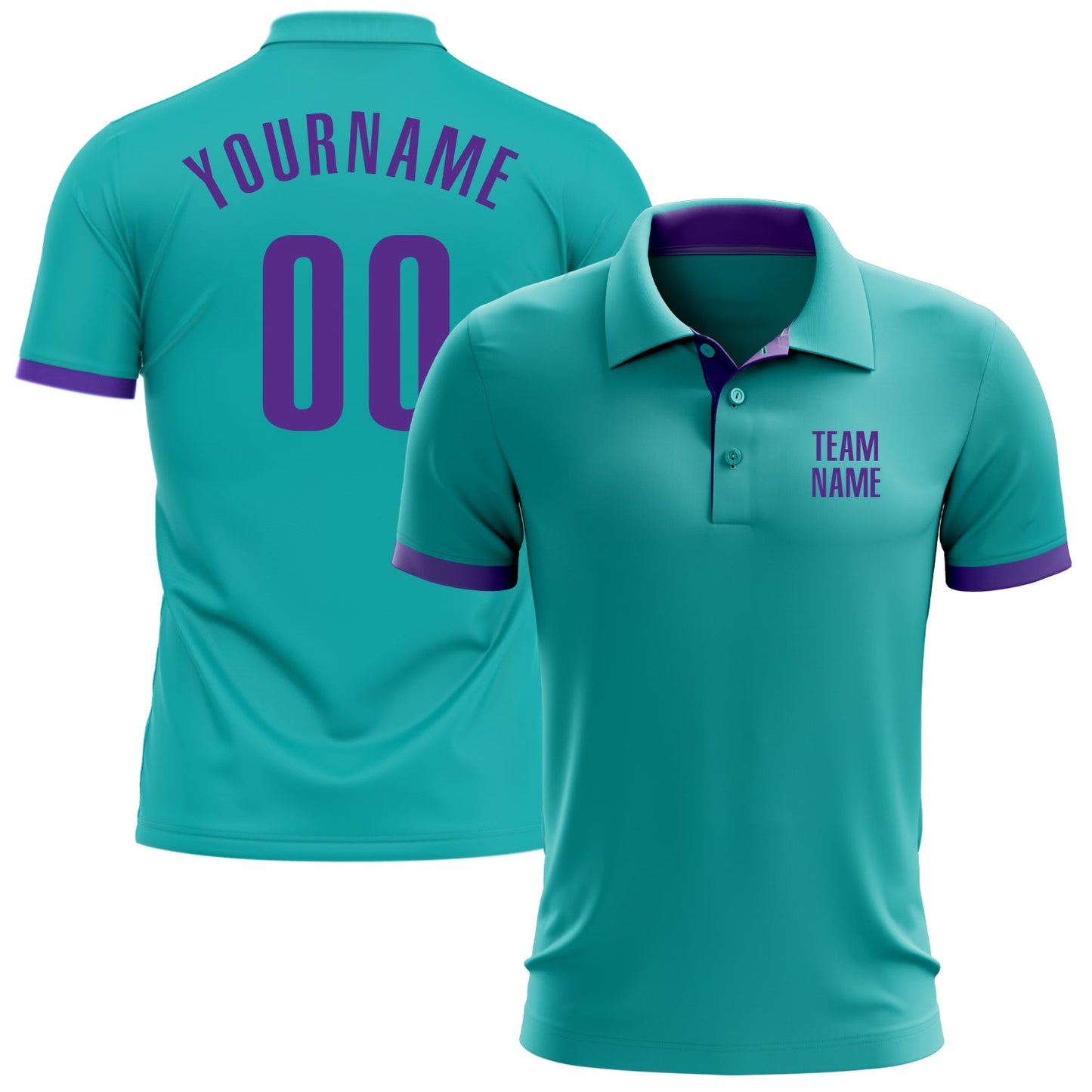 Custom Aqua Purple Performance Golf Polo Shirt - Main View