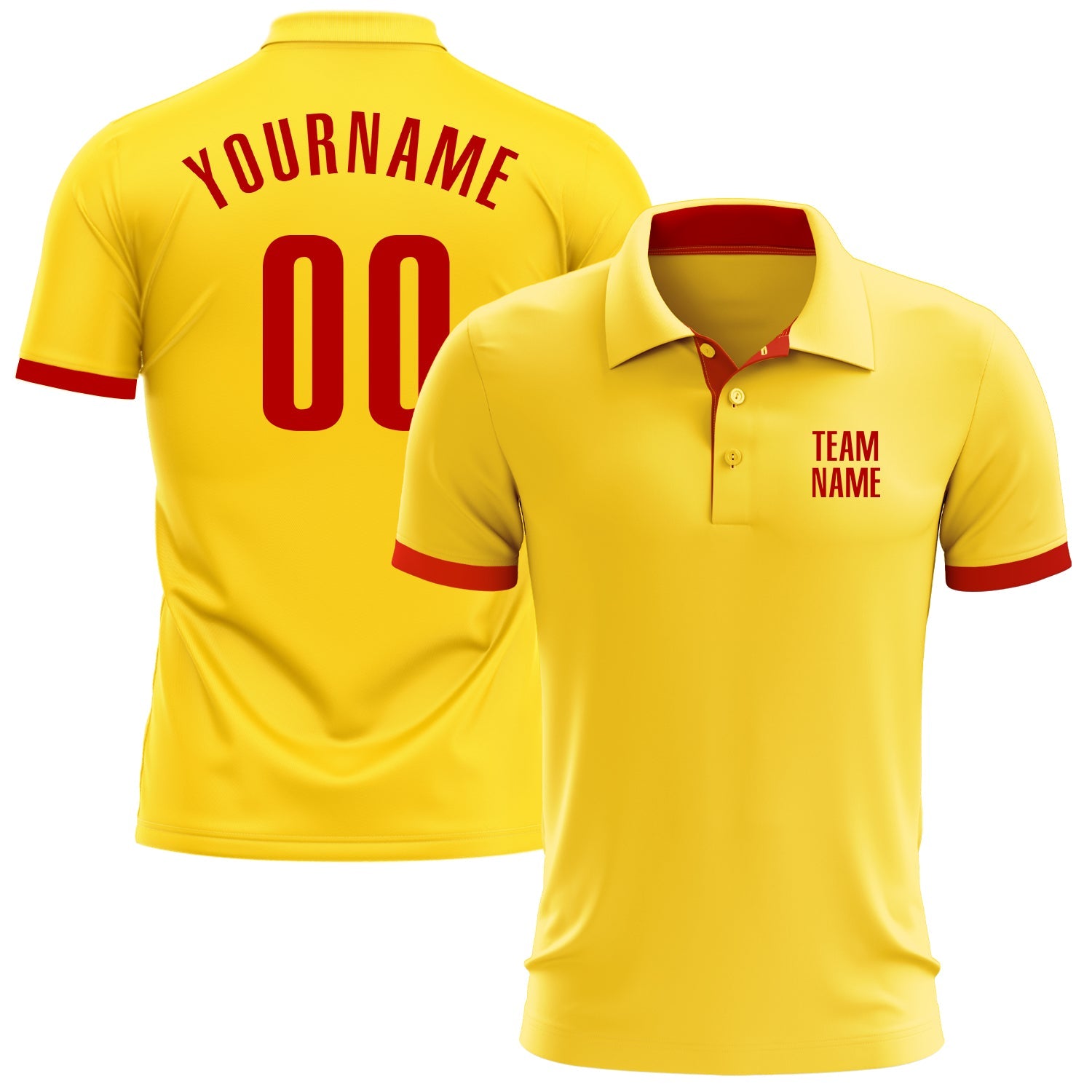 Custom Yellow Red Performance Golf Polo Shirt - Main View