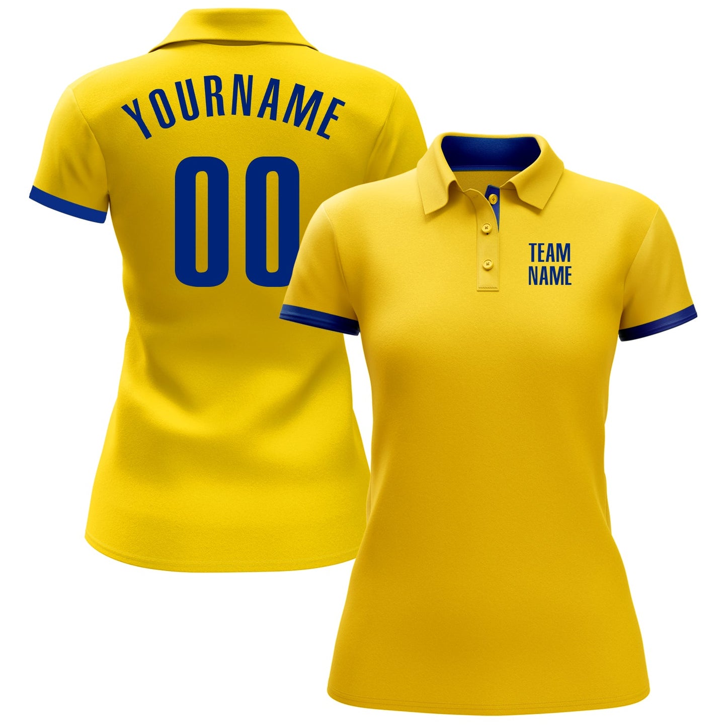 Custom Yellow Royal Performance Golf Polo Shirt view 2