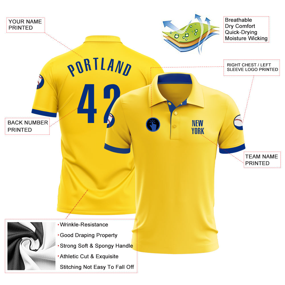 Custom Yellow Royal Performance Golf Polo Shirt view 3