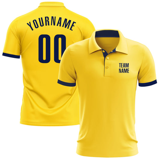 Custom Yellow Navy Performance Golf Polo Shirt - Main View