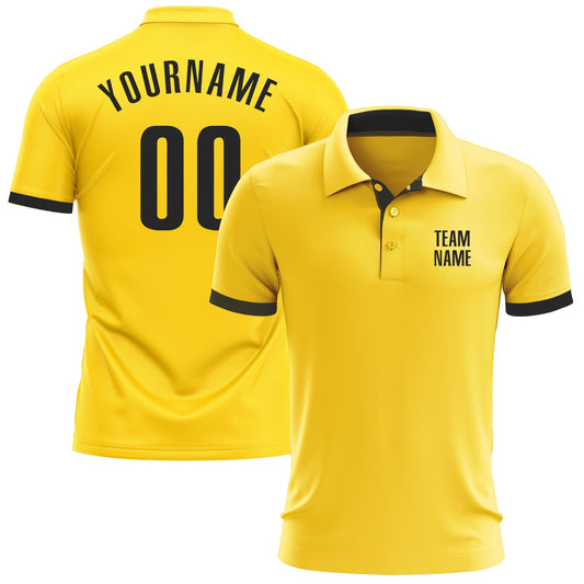 Custom Yellow Black Performance Golf Polo Shirt - Main View