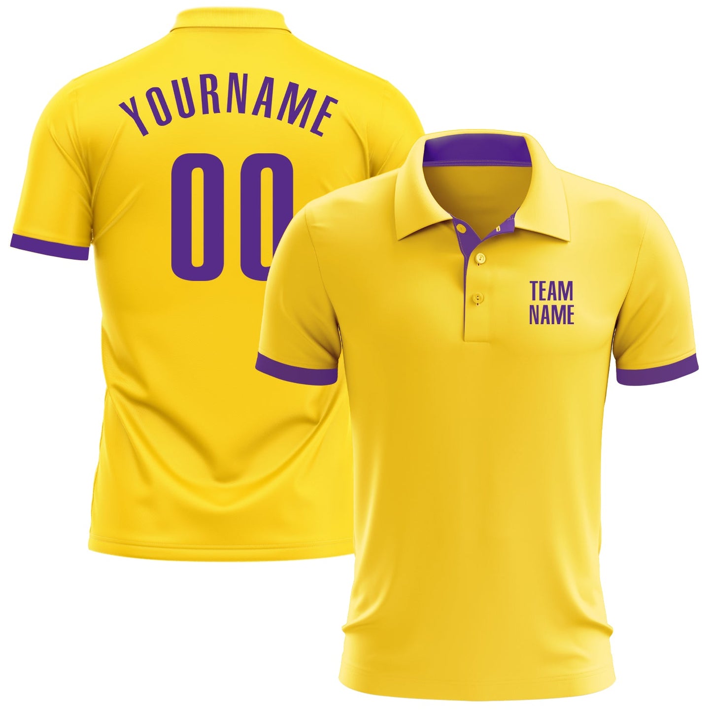 Custom Yellow Purple Performance Golf Polo Shirt - Main View