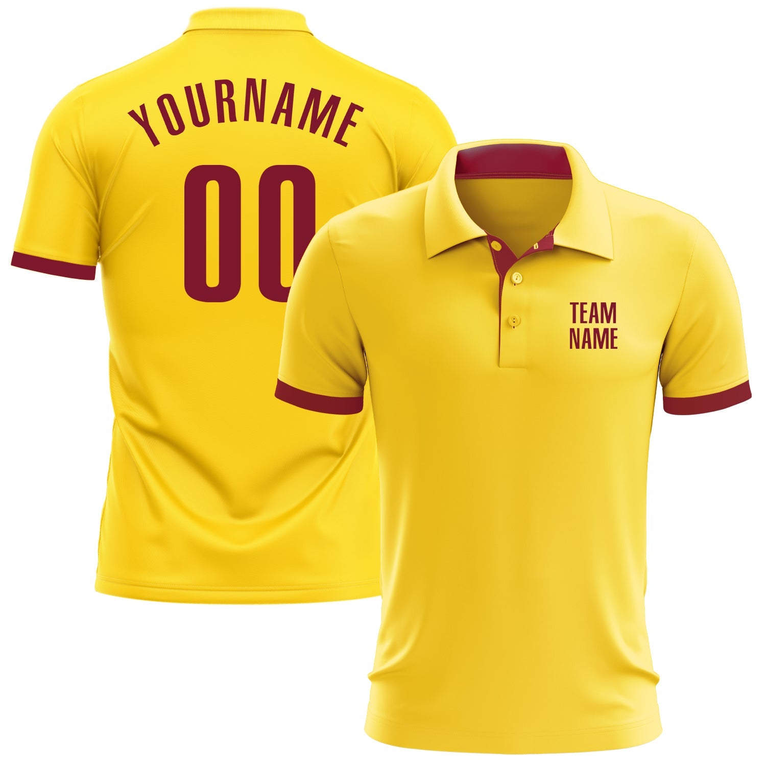 Custom Yellow Crimson Performance Golf Polo Shirt - Main View