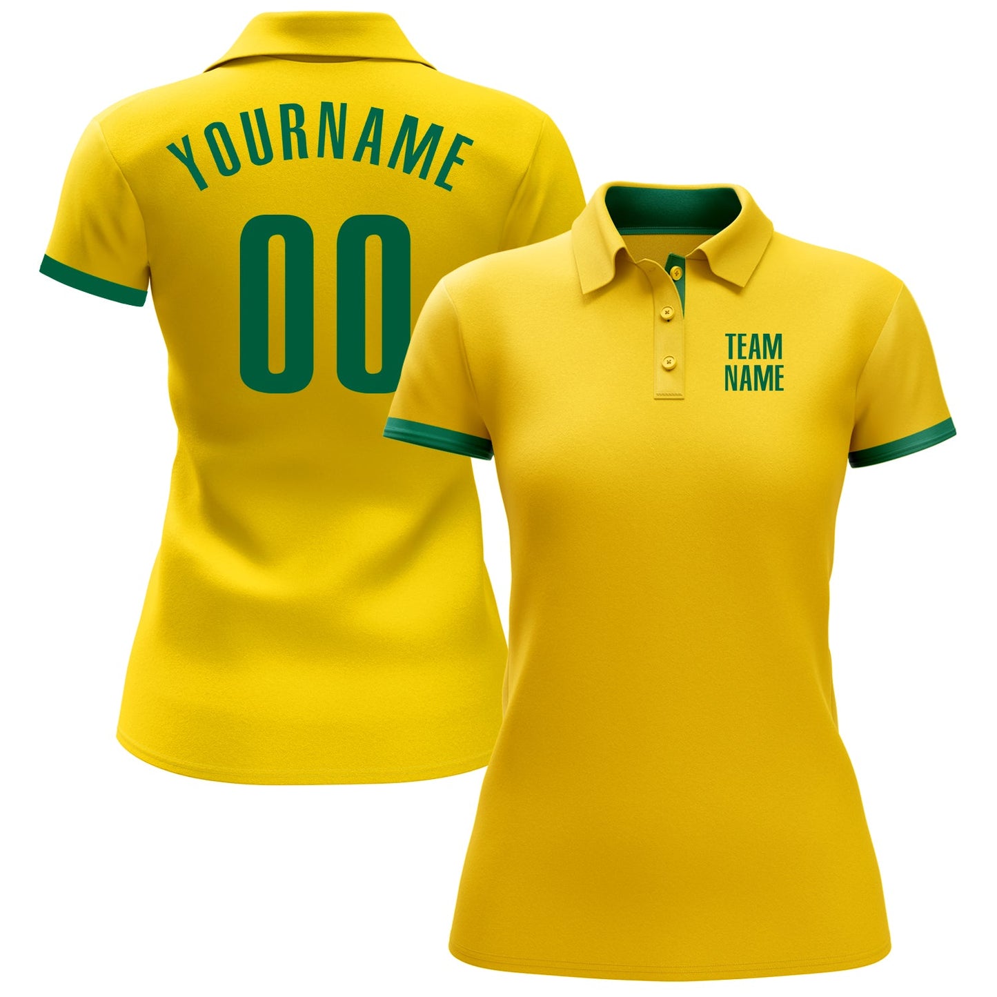 Custom Yellow Kelly Green Performance Golf Polo Shirt view 2