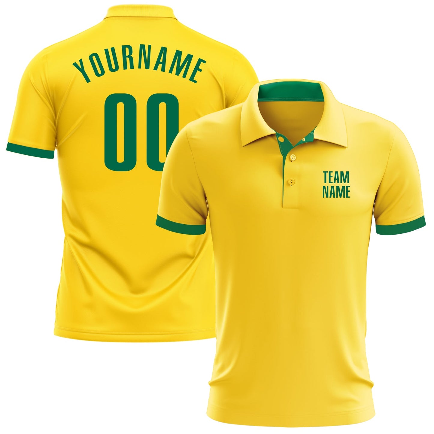 Custom Yellow Kelly Green Performance Golf Polo Shirt - Main View