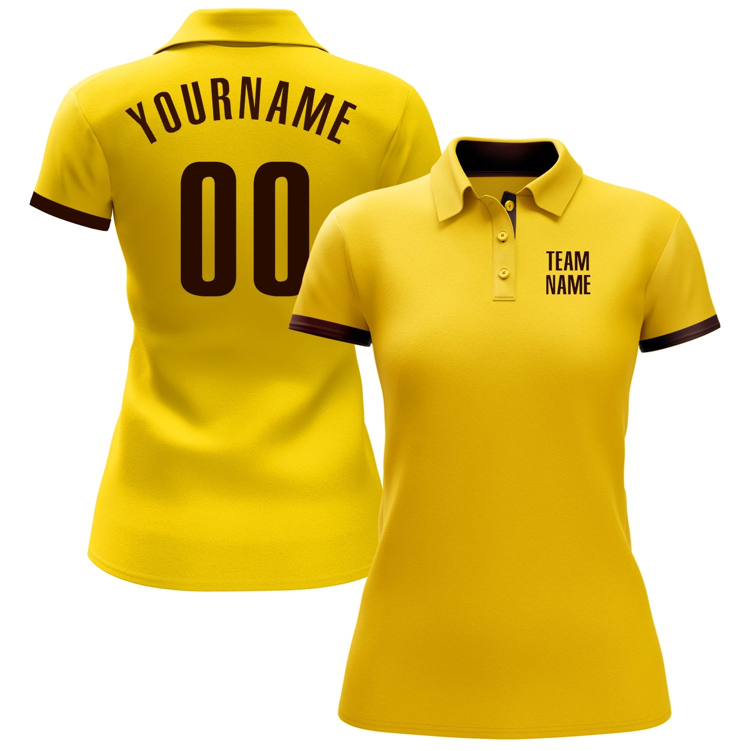 Custom Yellow Brown Performance Golf Polo Shirt view 2