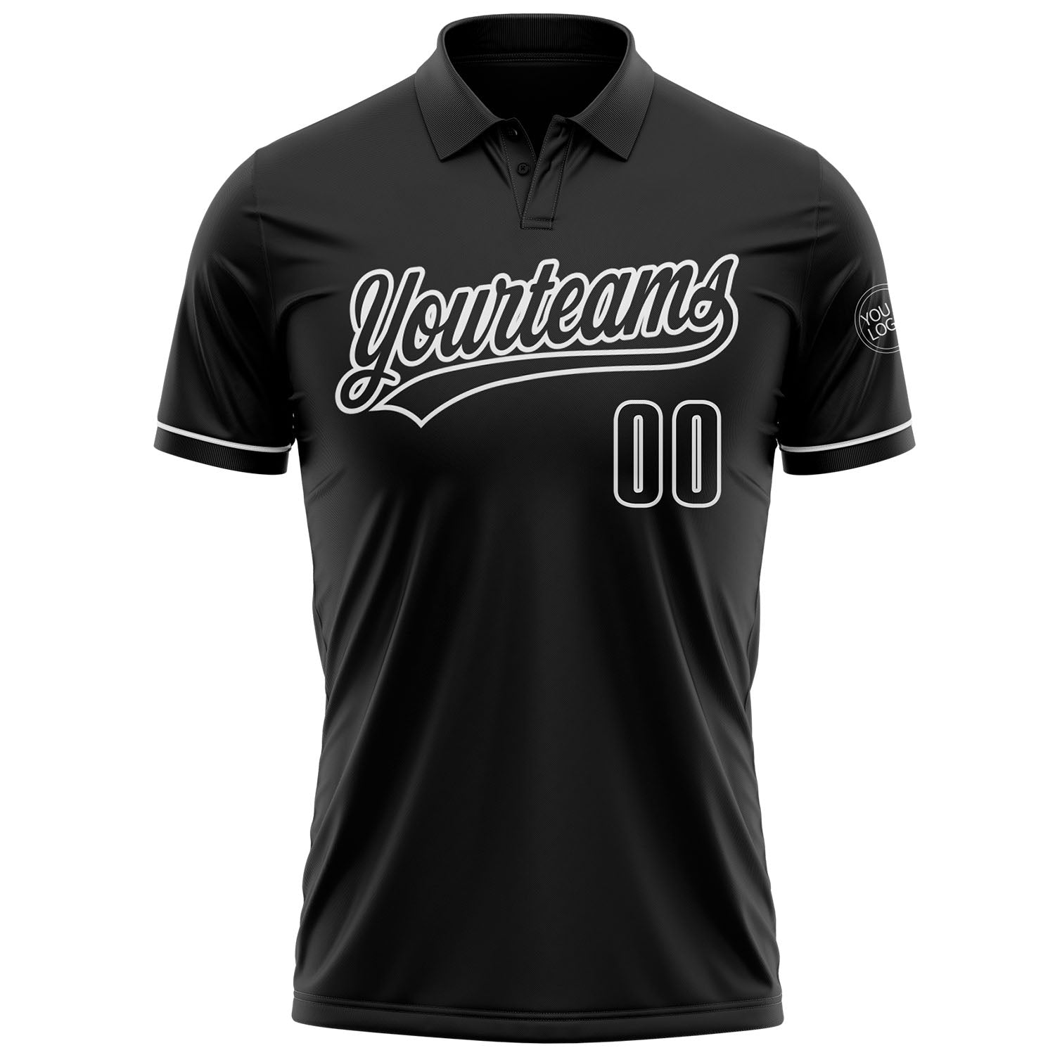 Custom Black White Performance Vapor Golf Polo Shirt view 2