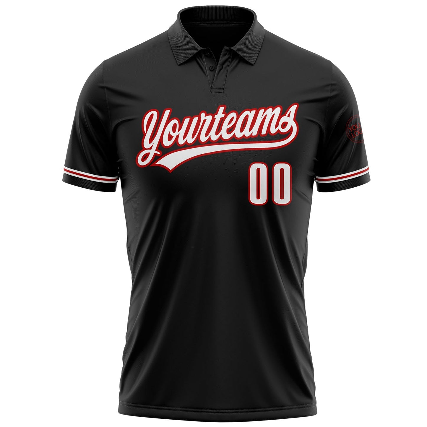 Custom Black White-Red Performance Vapor Golf Polo Shirt view 2
