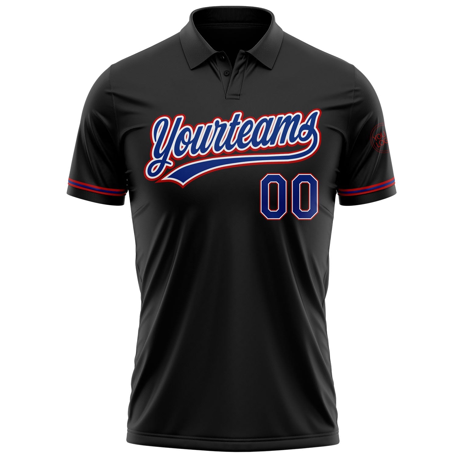Custom Black Royal-Red Performance Vapor Golf Polo Shirt view 2