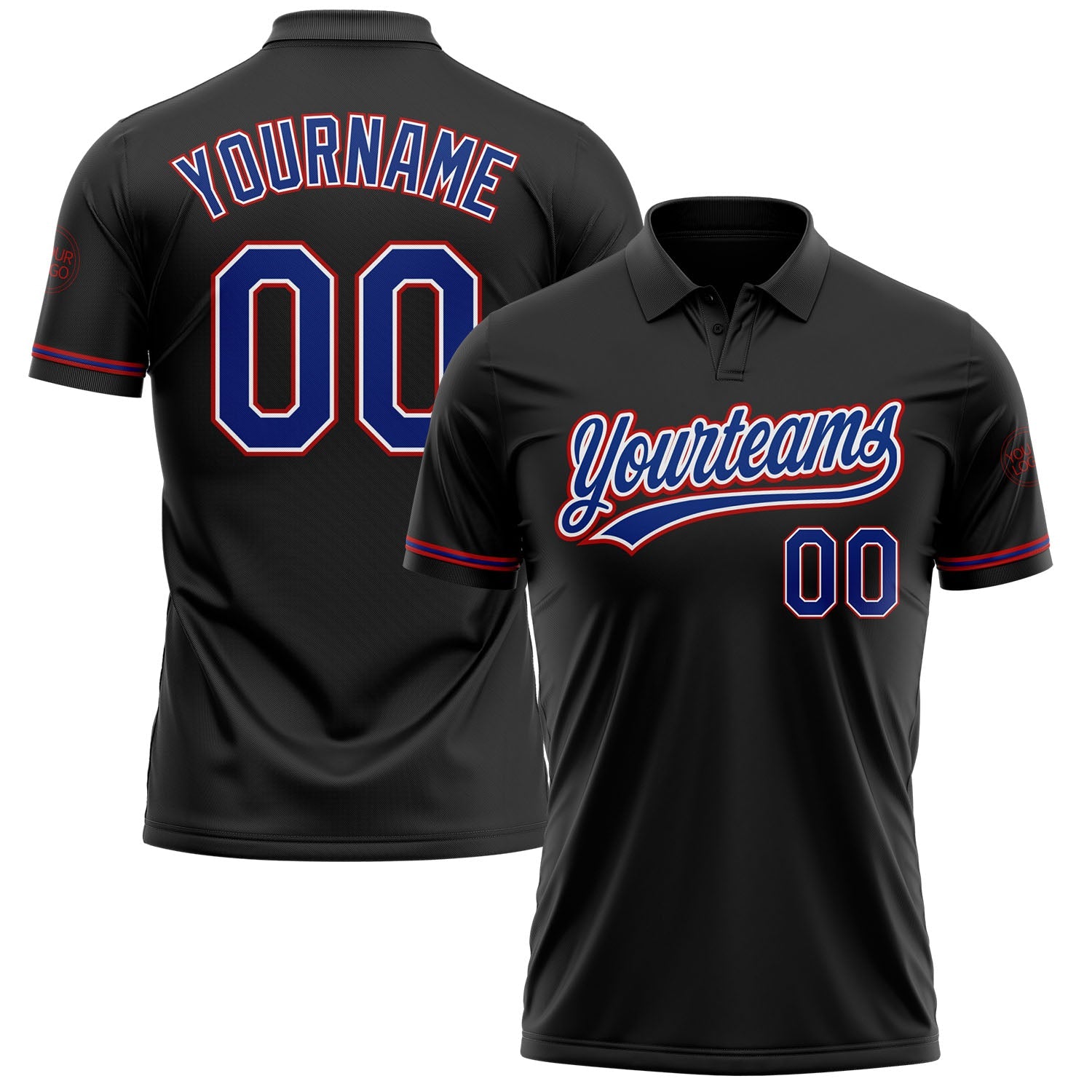 Custom Black Royal-Red Performance Vapor Golf Polo Shirt - Main View