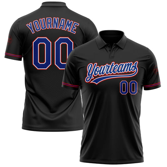 Custom Black Royal-Red Performance Vapor Golf Polo Shirt - Main View