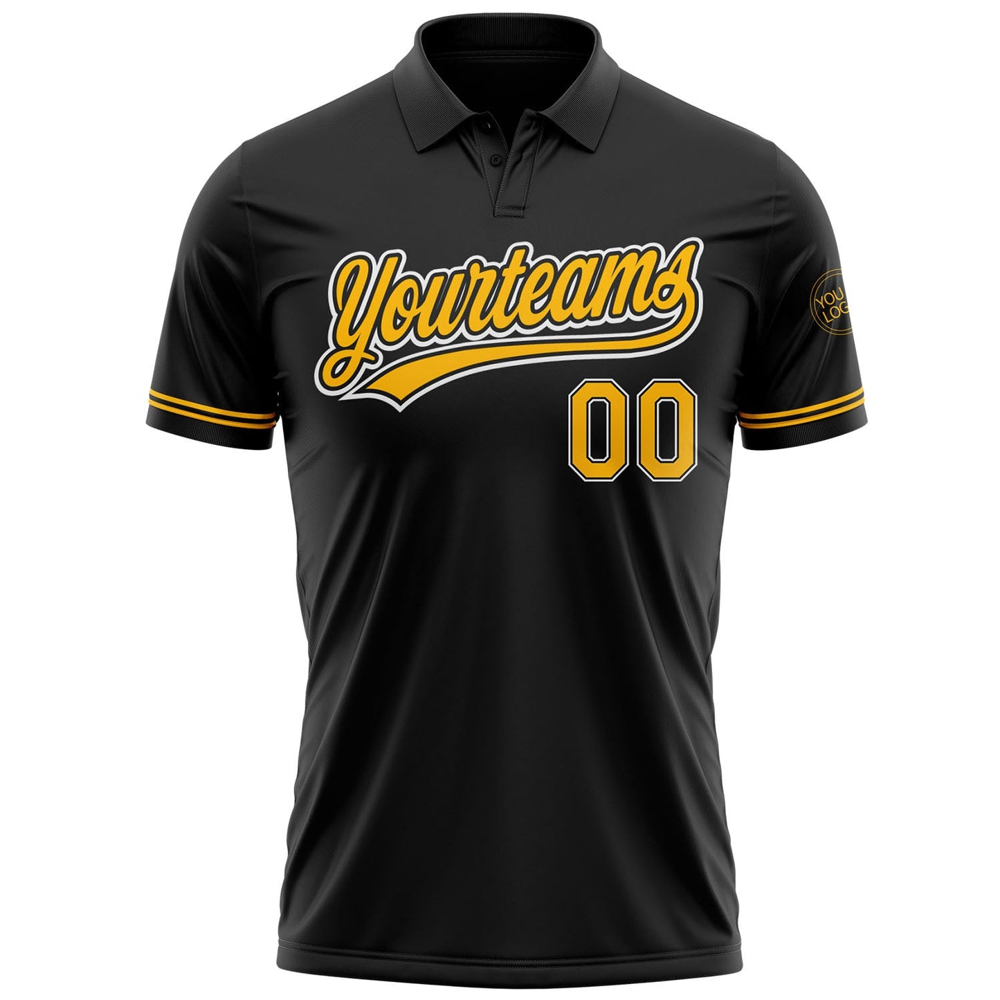 Custom Black Gold-White Performance Vapor Golf Polo Shirt view 2