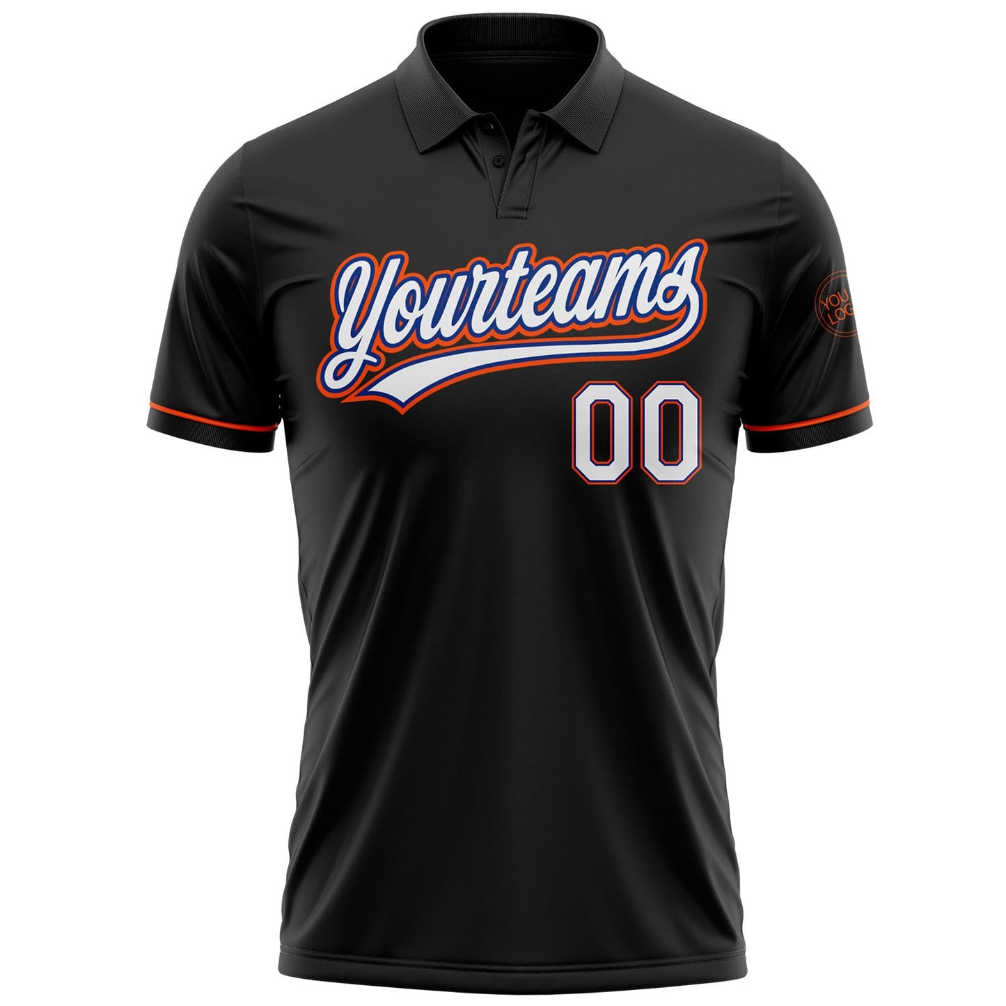 Custom Black White Royal-Orange Performance Vapor Golf Polo Shirt view 2