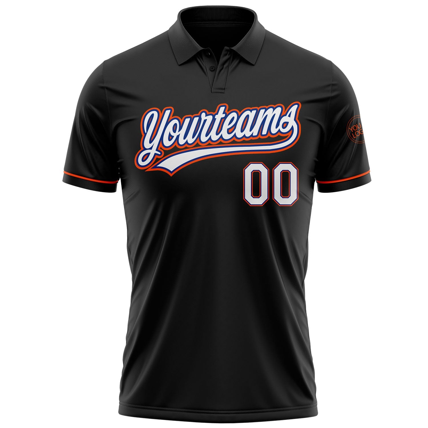 Custom Black White Royal-Orange Performance Vapor Golf Polo Shirt view 2