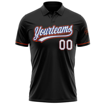 Custom Black White Royal-Orange Performance Vapor Golf Polo Shirt view 2