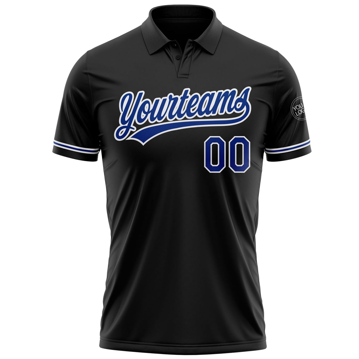 Custom Black Royal-White Performance Vapor Golf Polo Shirt view 2