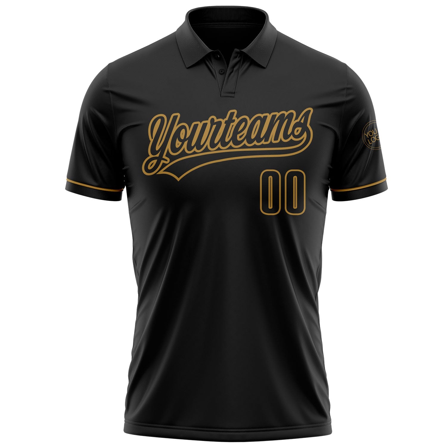 Custom Black Black-Old Gold Performance Vapor Golf Polo Shirt view 2