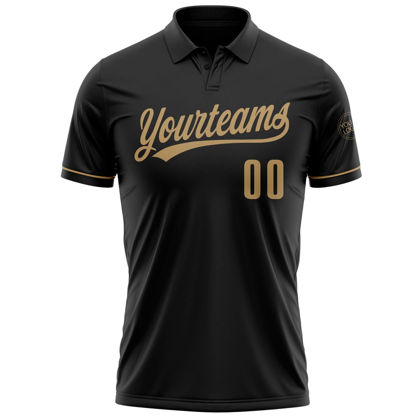 Custom Black Old Gold Performance Vapor Golf Polo Shirt view 2
