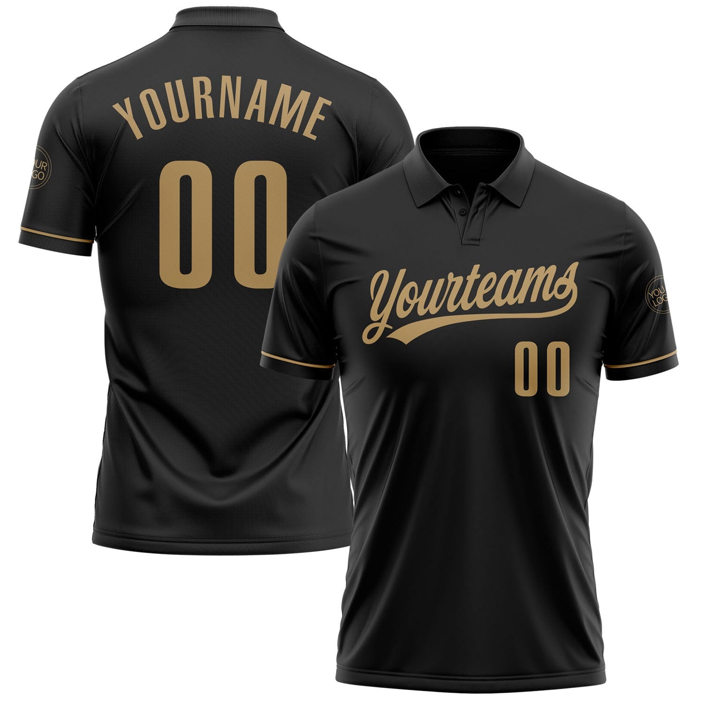 Custom Black Old Gold Performance Vapor Golf Polo Shirt - Main View