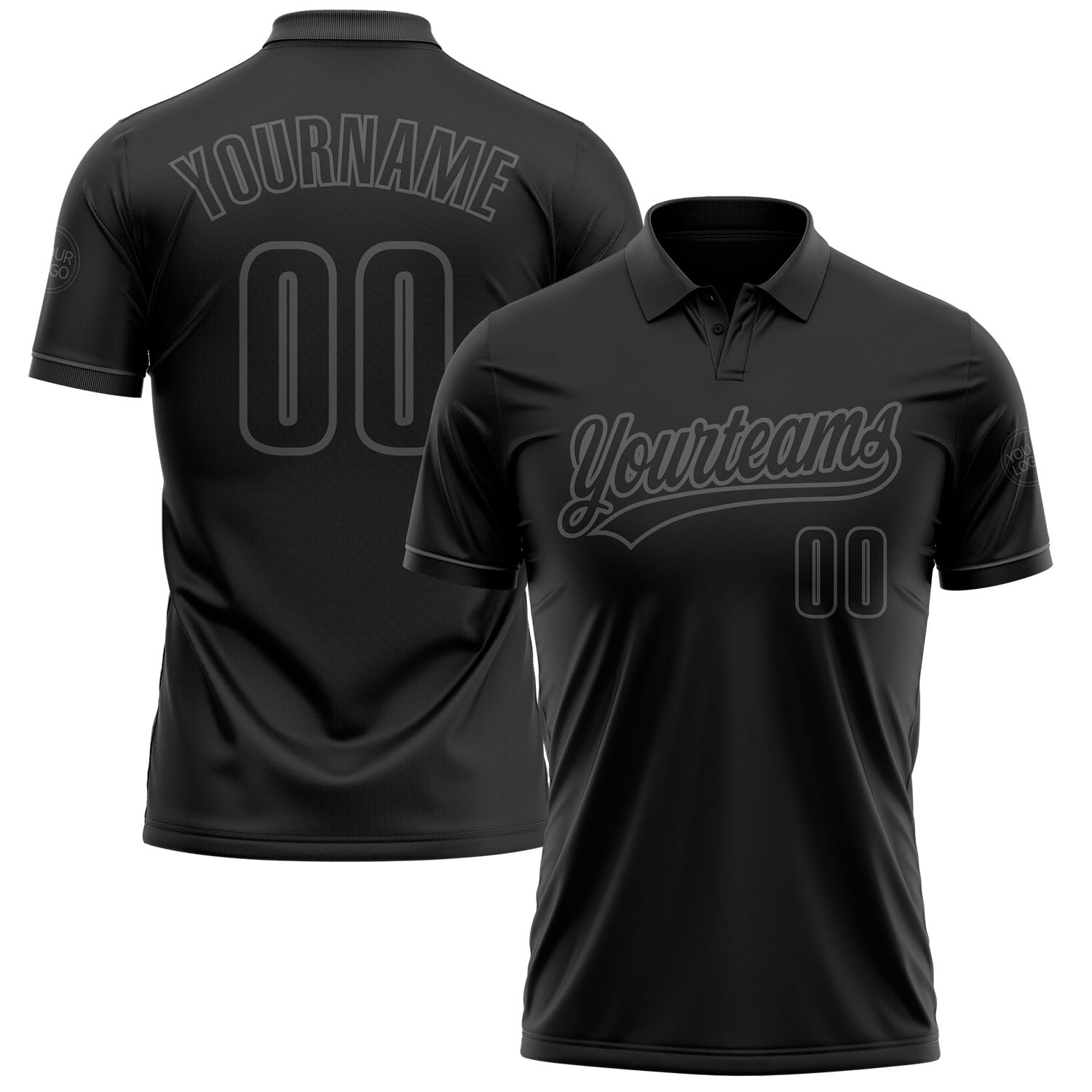 Custom Black Black-Steel Gray Performance Vapor Golf Polo Shirt - Main View