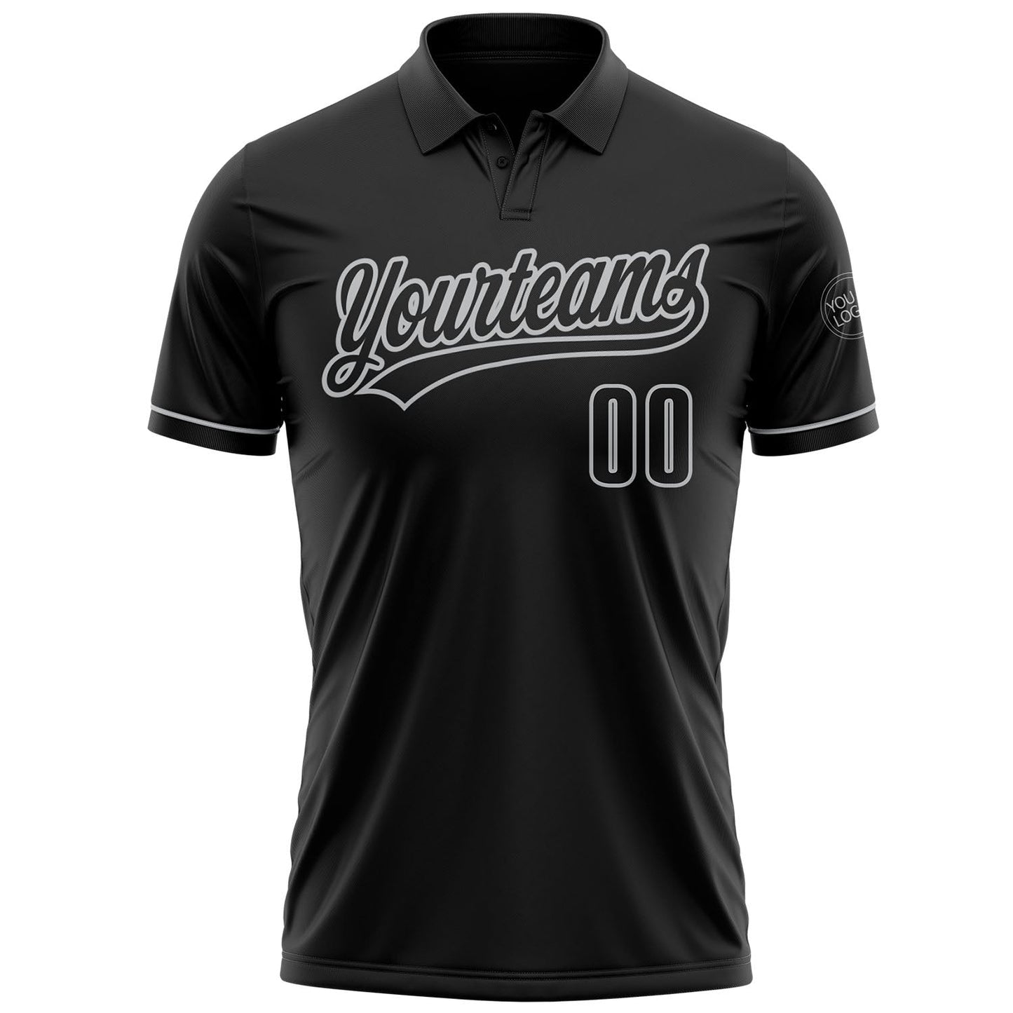 Custom Black Black-Gray Performance Vapor Golf Polo Shirt view 2