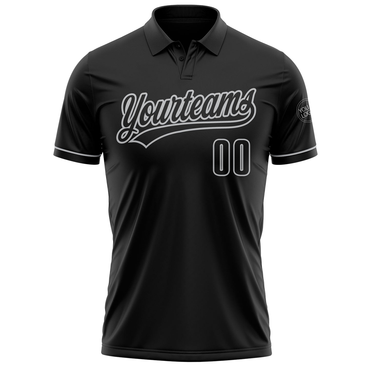 Custom Black Black-Gray Performance Vapor Golf Polo Shirt view 2