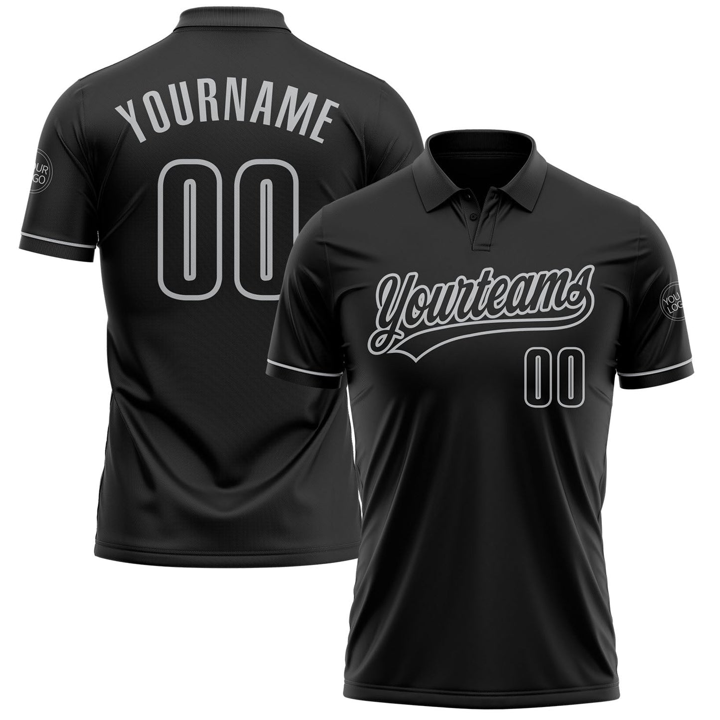 Custom Black Black-Gray Performance Vapor Golf Polo Shirt - Main View