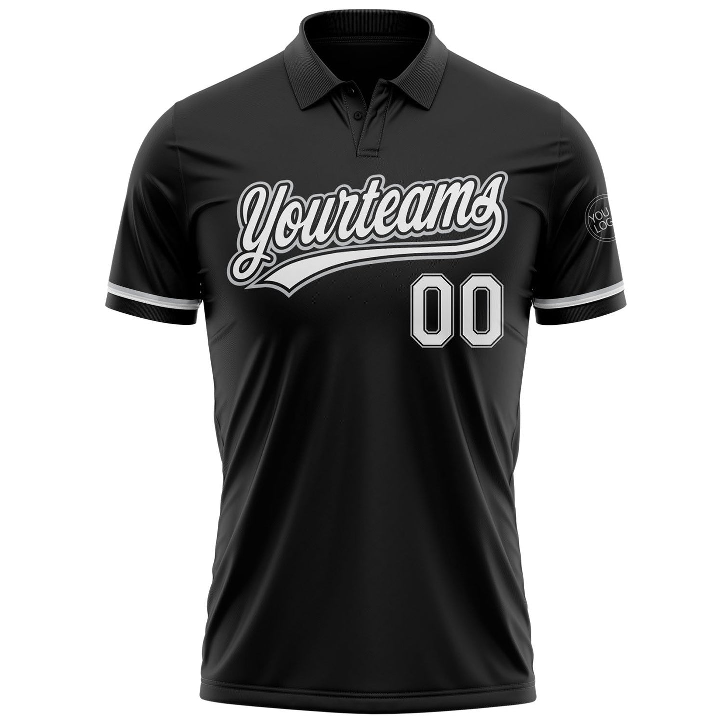 Custom Black White-Gray Performance Vapor Golf Polo Shirt view 2