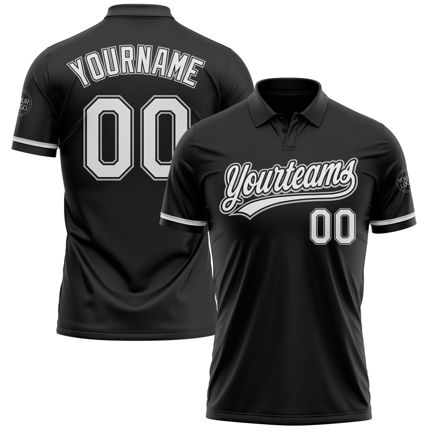 Custom Black White-Gray Performance Vapor Golf Polo Shirt - Main View